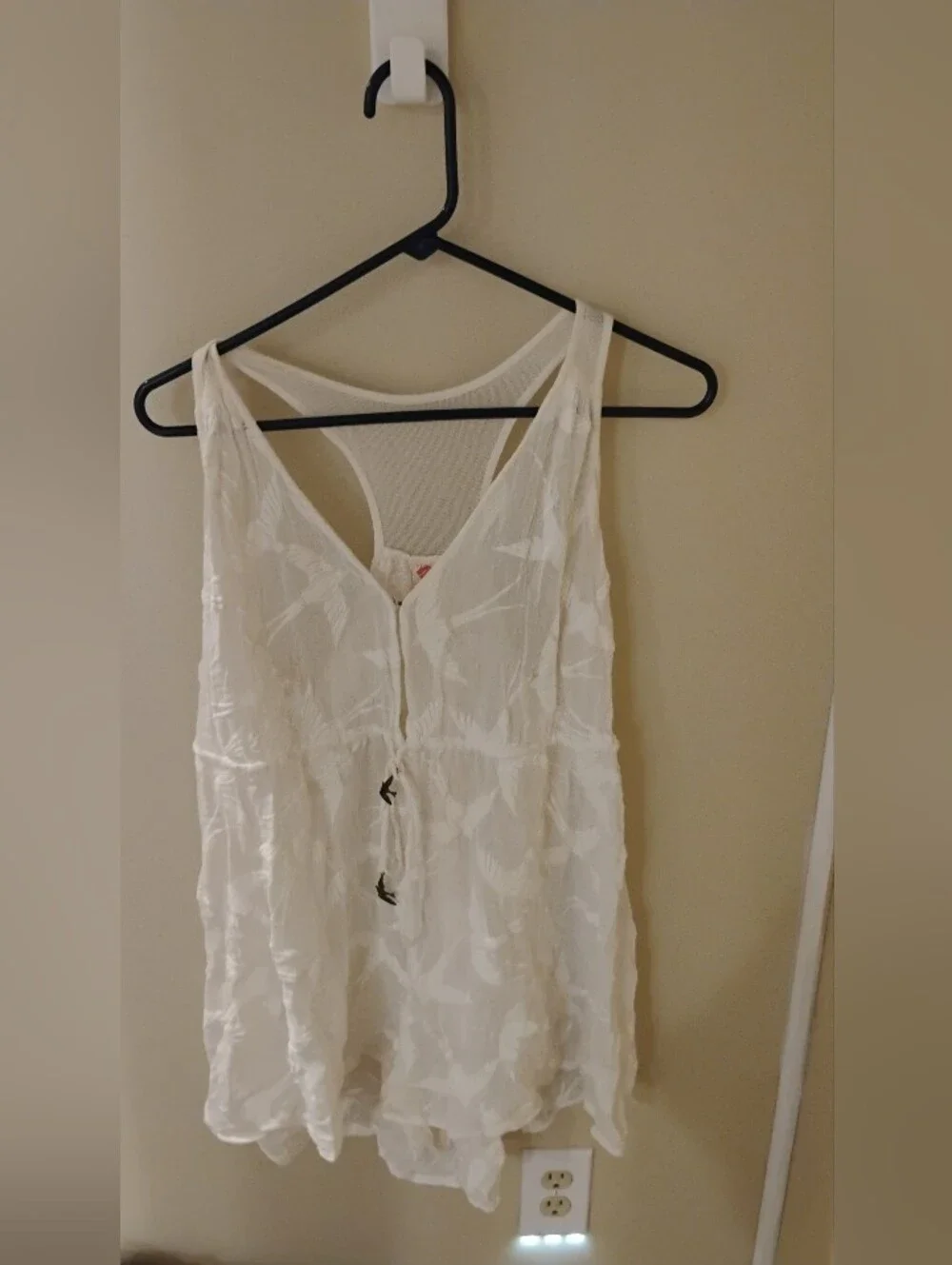 Anthropologie Lilka Womens Embroidered Shorebird Cotton Sheer Romper Sz S